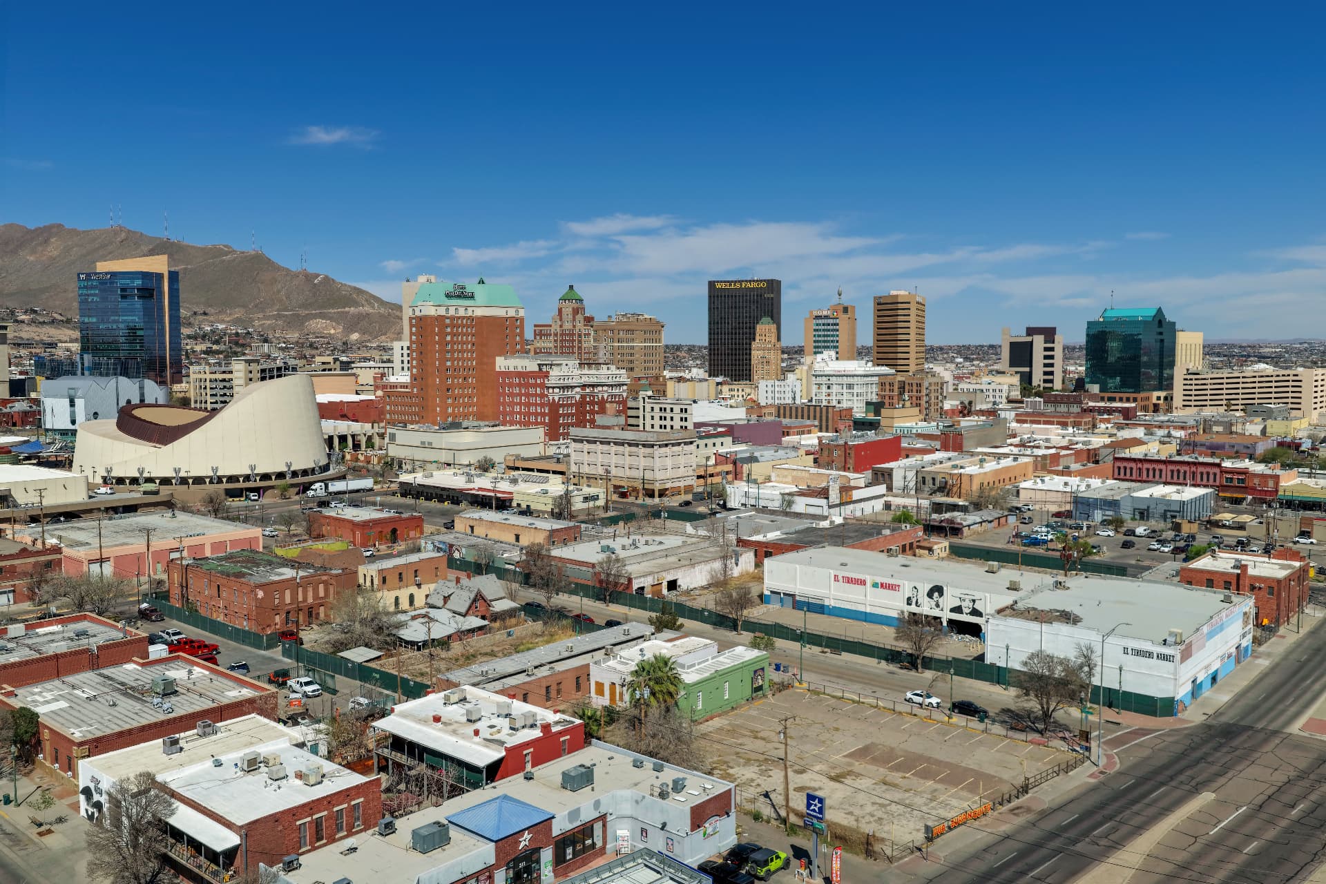Downtown El Paso skyline with the Franklin Mountains in the background